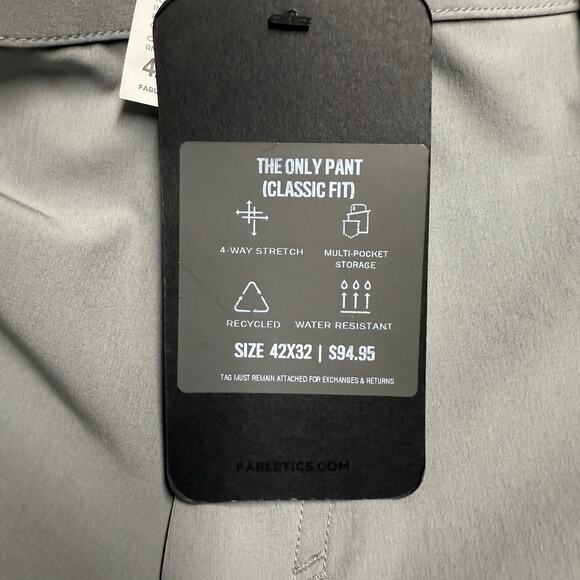 NWT Fabletics The Only Pant Classic Fit Men's 42x30* Gray Stretch Pockets Active - Picture 3 of 7